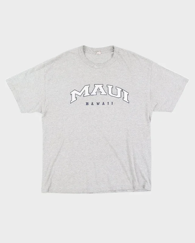 00s Y2K Maui Hawaii Grey Printed T-Shirt - L