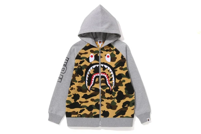 1ST CAMO SHARK PATCH ZIP HOODIE