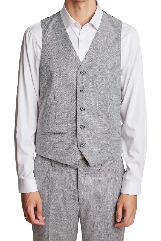 Modern Fit - Eaton 5 Button Vest - Light Grey Shark