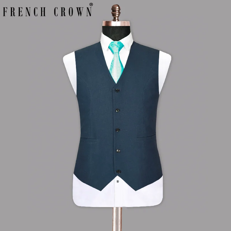 Aegean Blue Premium Cotton Waistcoat