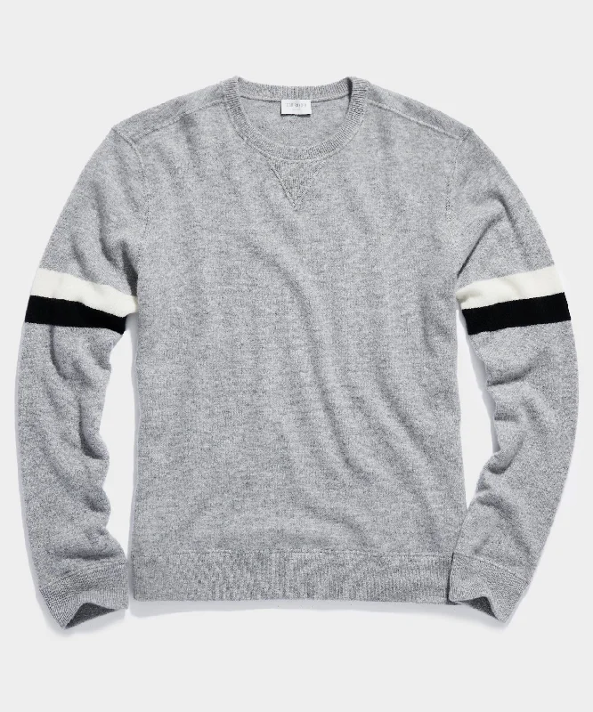 Arm Stripe Cashmere Sweatshirt in Grey Heather