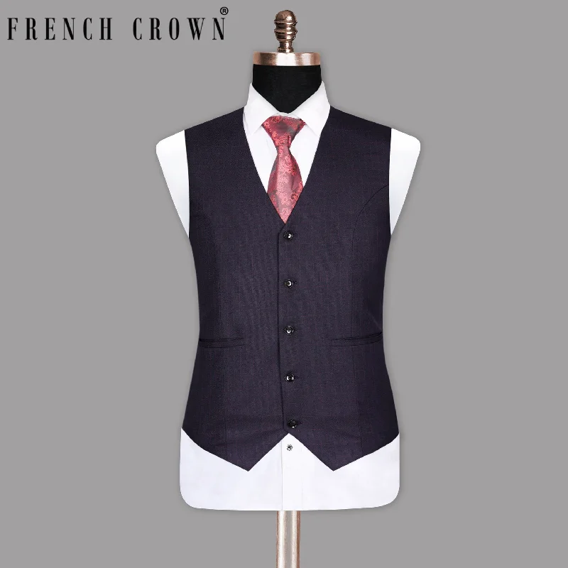 Charade Purple with subtle Windowpane Textured Waistcoat