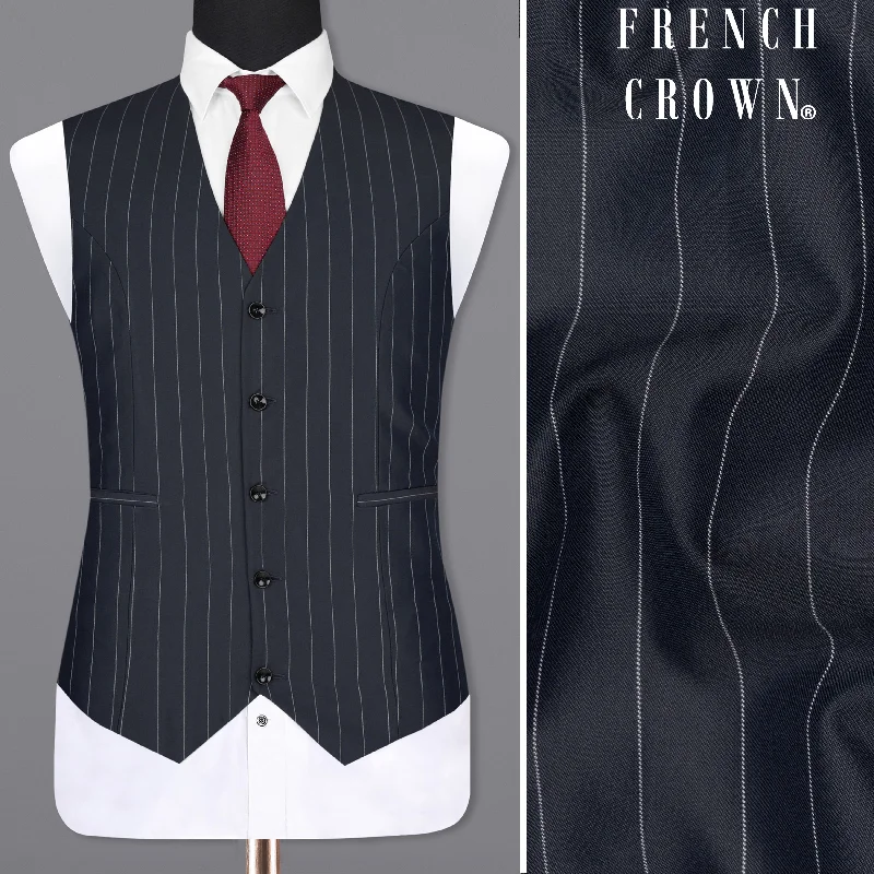 Charcoal Striped Wool Rich Waistcoat