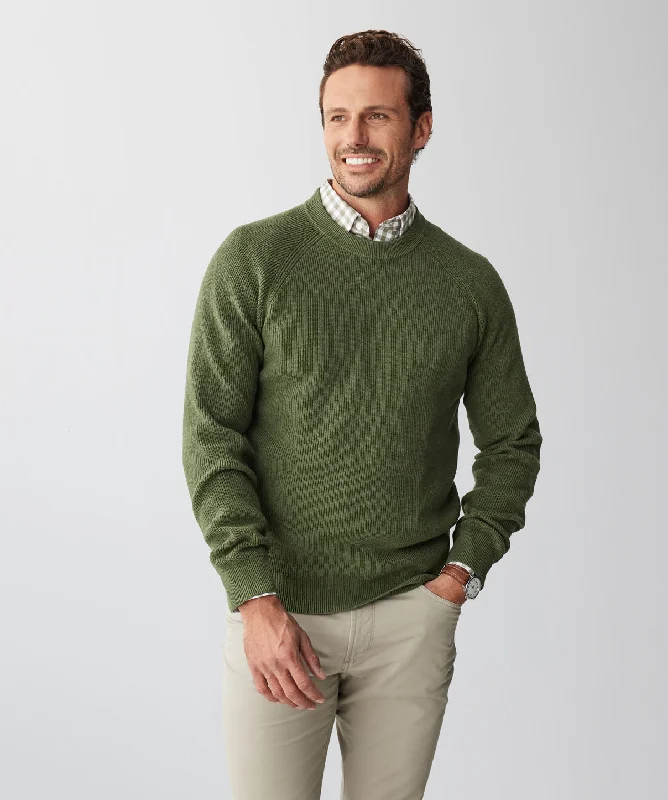 Cotton Raglan Crew Knit - Moss