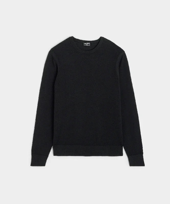 Cotton Silk Pique Crew In Black