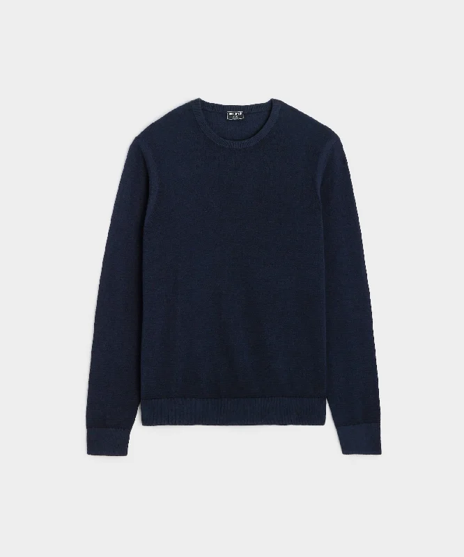 Cotton Silk Pique Crew In Navy