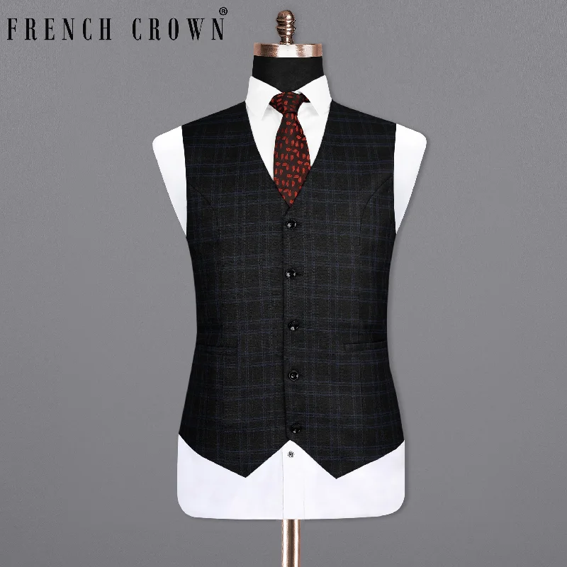 Jet Black and Valhalla Violet Plaid Woolrich Waistcoat