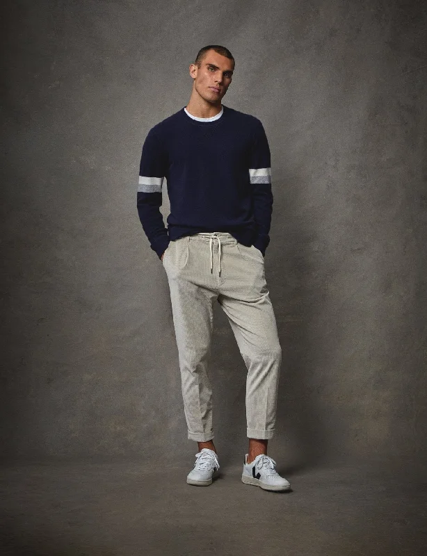 luxe-cashmere-arm-stripe-sweatshirtnavy