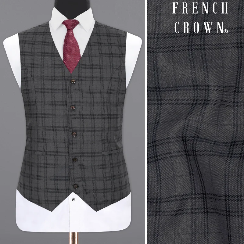 Masala Grey Plaid Wool Rich Waistcoat