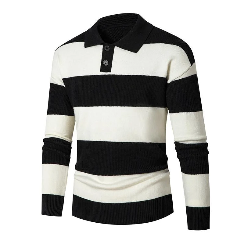 mens-casual-contrast-color-striped-polo-collar-long-sleeve-loose-sweater-13307346m