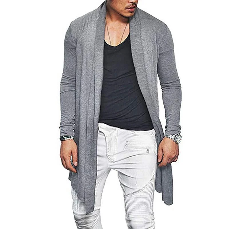 Men's Casual Solid Color Long-Sleeved Knitted Cardigan 77472794M