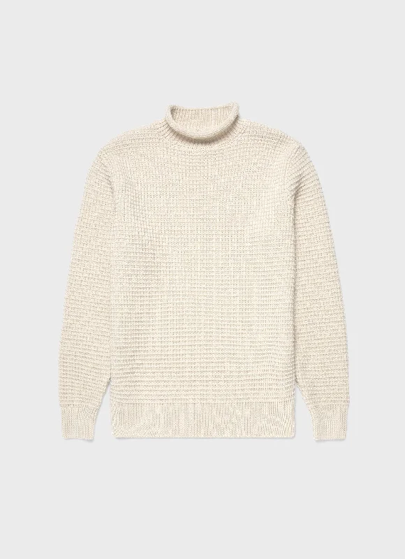 Men's Merino Fisherman Jumper in Ecru