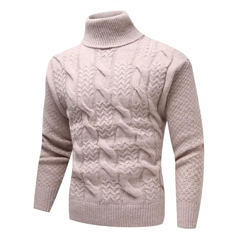 Men's Turtleneck Jacquard Long Sleeve Knitted Sweater 24165461M