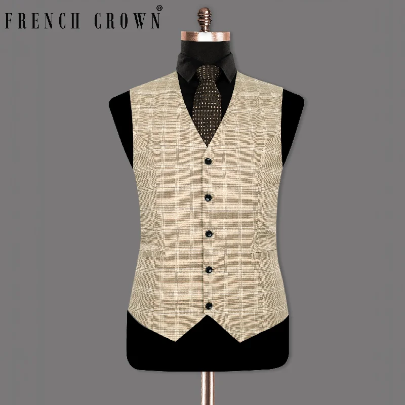 Mongoose Cream Plaid Wool Rich Waistcoat