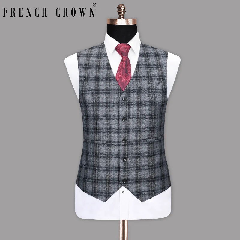 Rolling Stone Grey with Log Cabin Wool Rich Windowpane Waistcoat