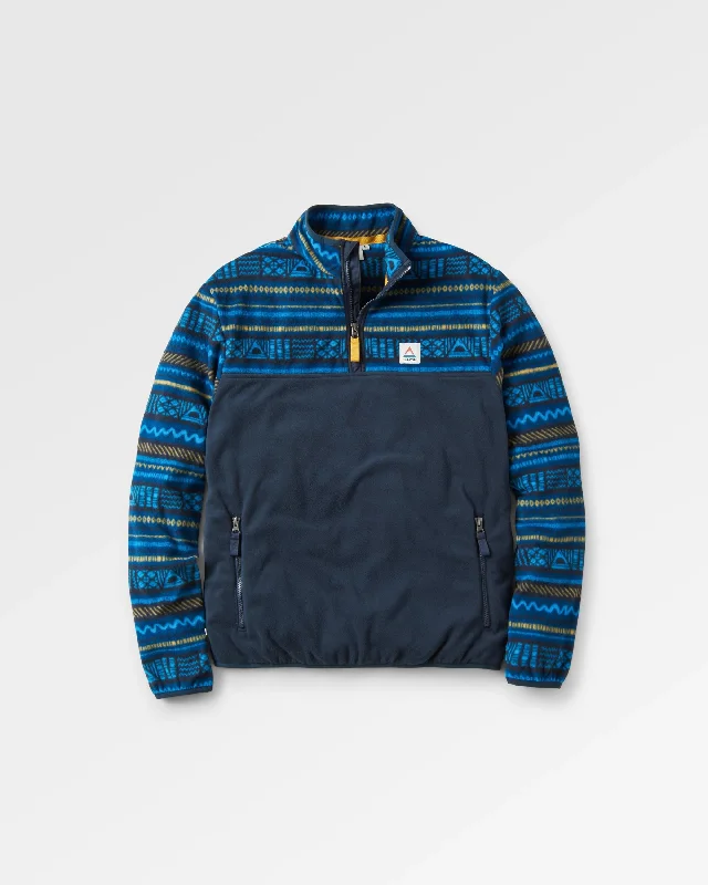 set-off-recycled-polar-1-4-zip-fleece-patchwork-stripe-tidal-blue-deep-navy