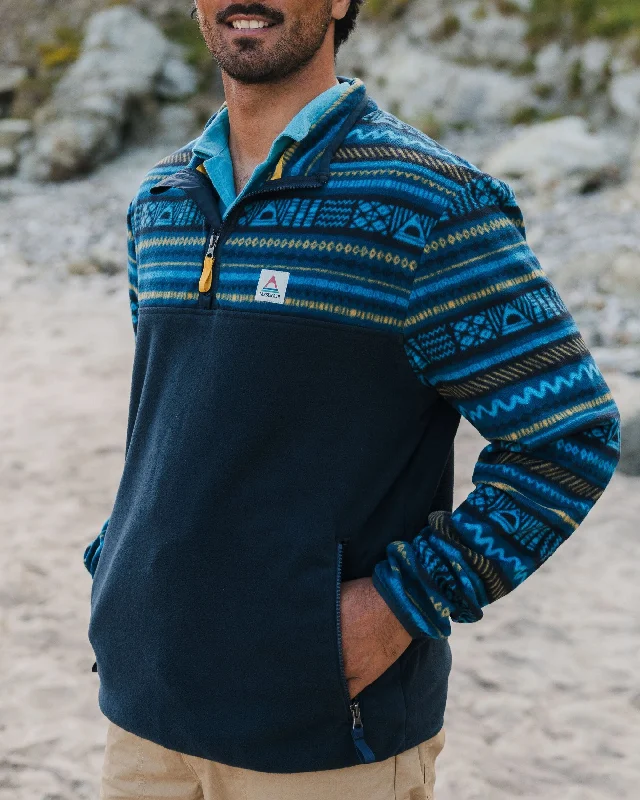 set-off-recycled-polar-1-4-zip-fleece-patchwork-stripe-tidal-blue-deep-navy