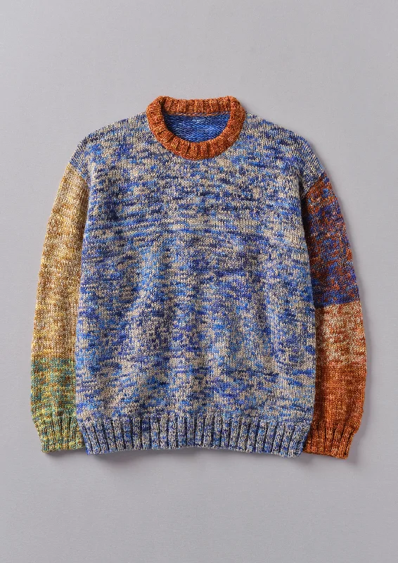 Twisted Wool Colour Block Sweater | Blue Multi