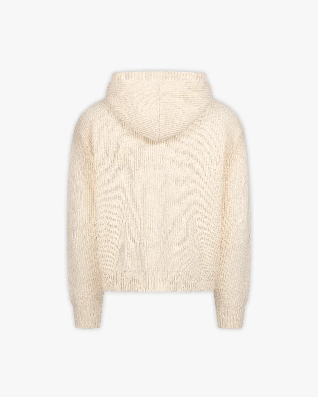 v-logo-knit-zip-hoodie-beige