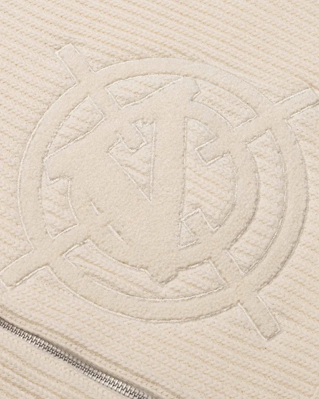 v-logo-knit-zip-hoodie-beige