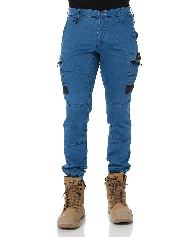 Flex and Move Stretch Denim Cargo Cuffed Pants - Light Denim