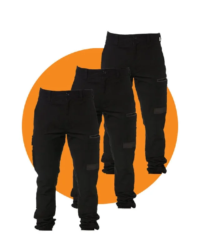 Tradies WP-4 Stretch Cuffed Work Pants Value Pack - Black