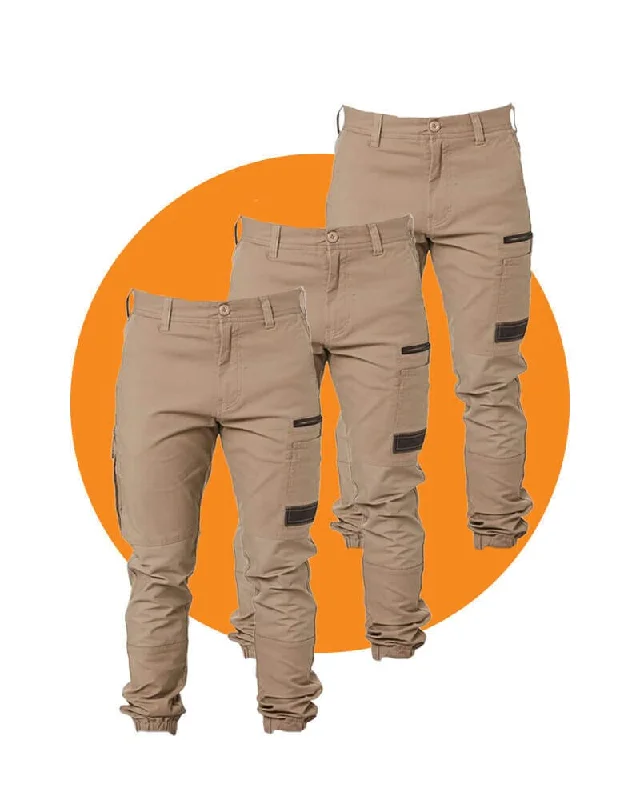 Tradies WP-4 Stretch Cuffed Work Pants Value Pack - Khaki