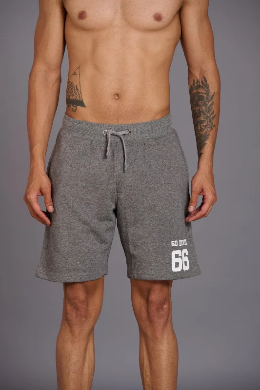 Go Devil 66 Printed Grey Shorts for Men