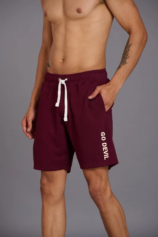 go-devil-printed-burgundy-shorts-for-men