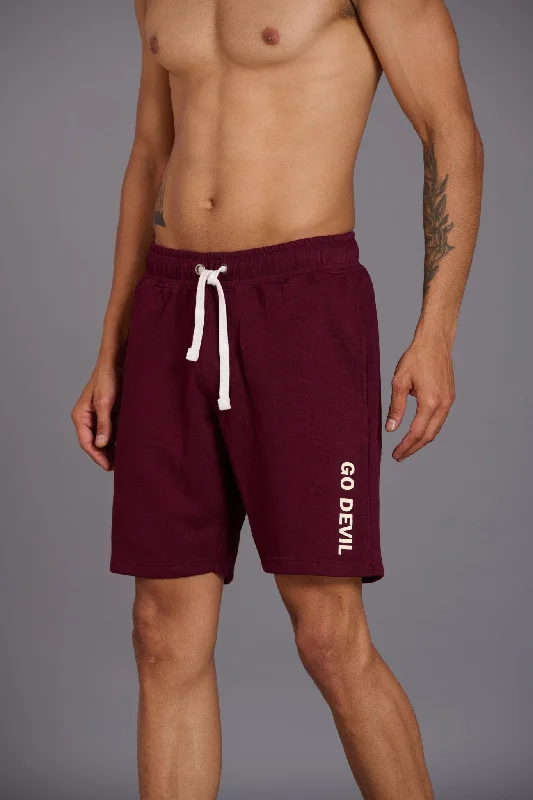 go-devil-printed-burgundy-shorts-for-men