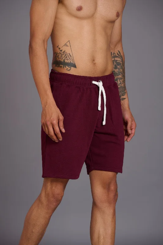 go-devil-printed-burgundy-shorts-for-men