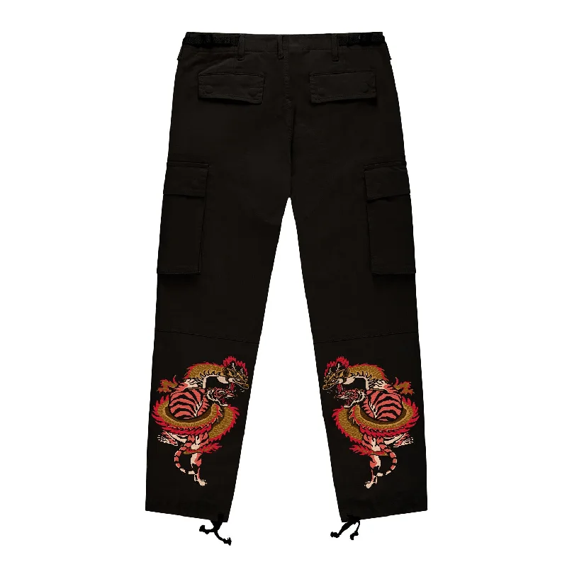 HIDDEN DRAGON CARGO PANTS - BLACK