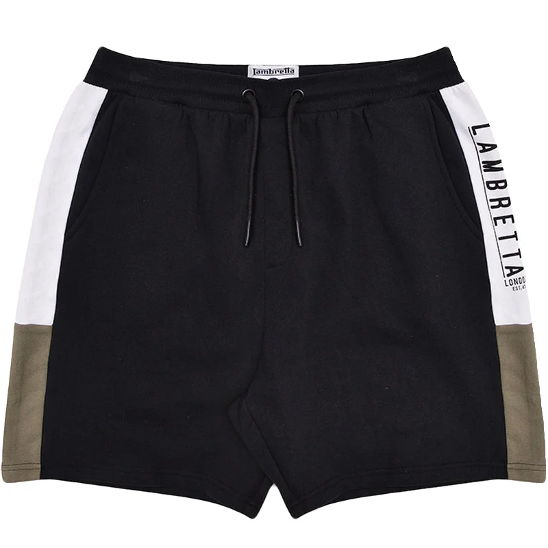 Lambretta Mens Fleece Panel Sweatshorts - Black/Khaki