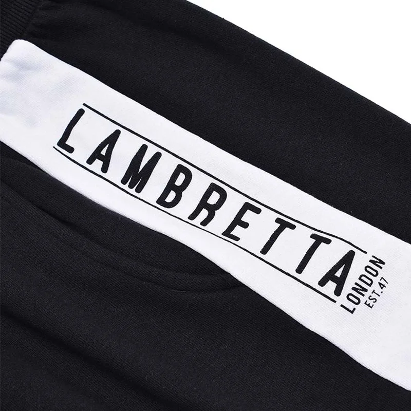 lambretta-mens-fleece-panel-sweatshorts-black-khaki