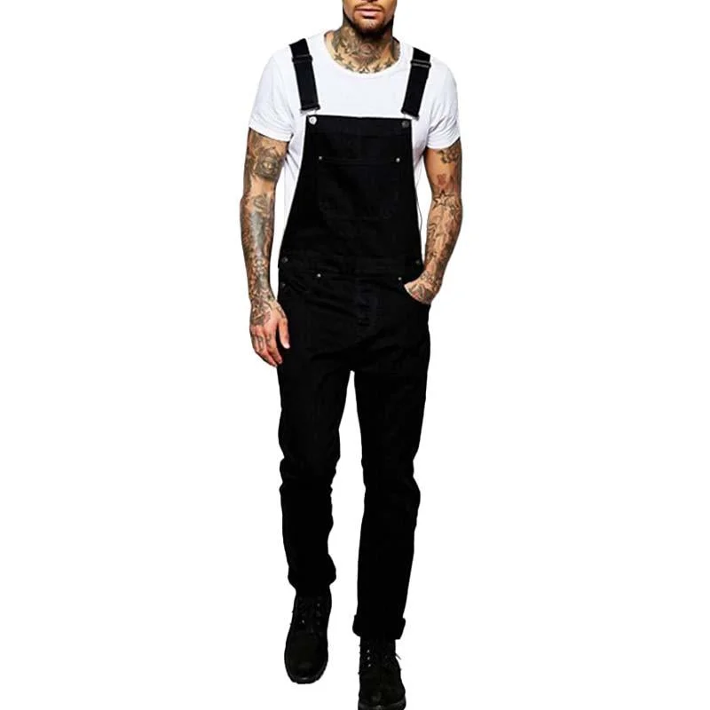 Men's Fashion Solid Color Denim Overalls 32345308M