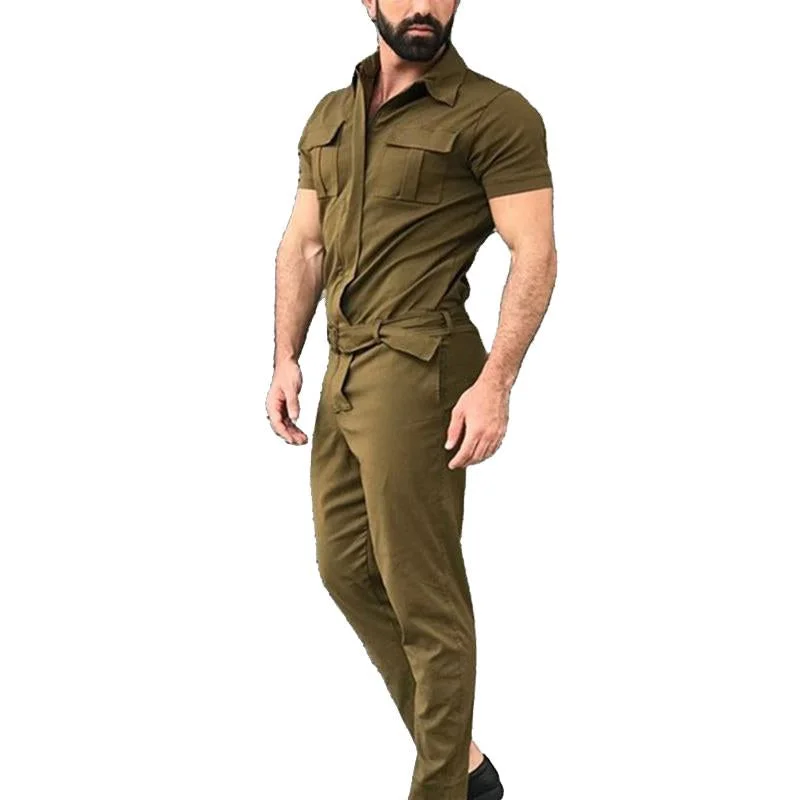 Men's Workwear Solid Color Jumpsuit 85674394X