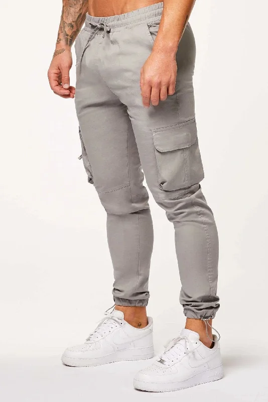 UTILITY CARGO PANTS - LIGHT GREY