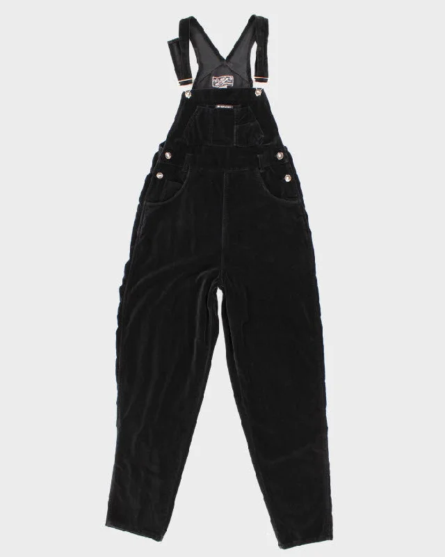 Vintage 90s Black Velvet Dungarees - W30 L30