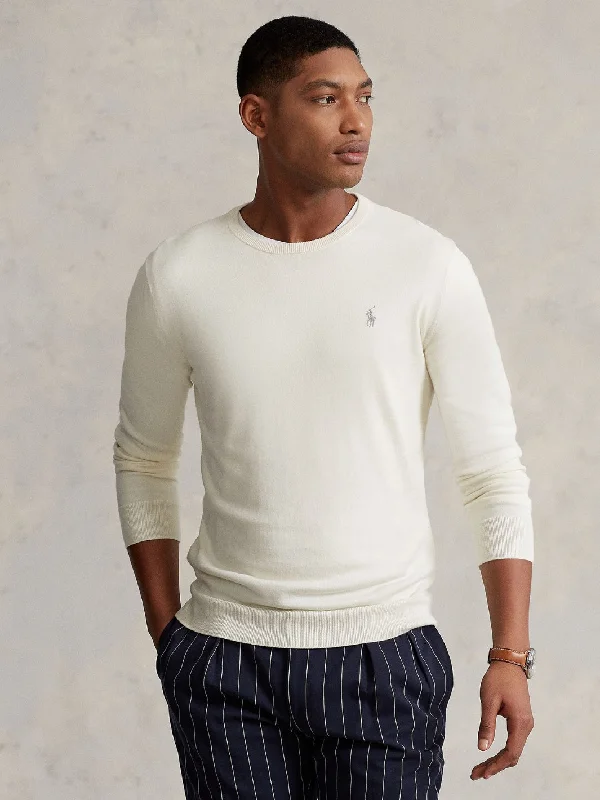 SLIM FIT TEXTURED COTTON SWEATER Off-White