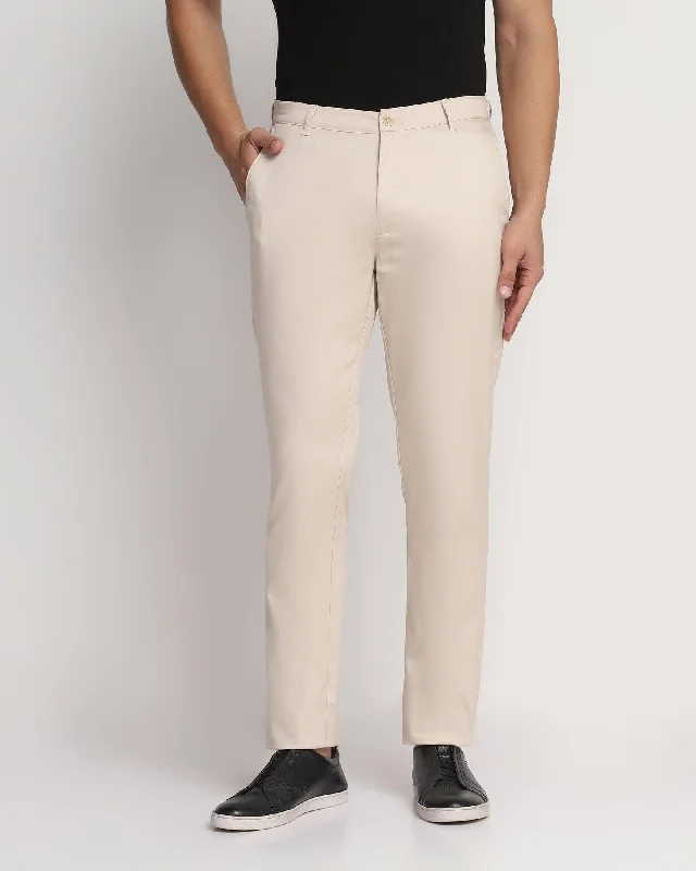 Temptech Slim Comfort Casual Beige Solid Khakis - Henry