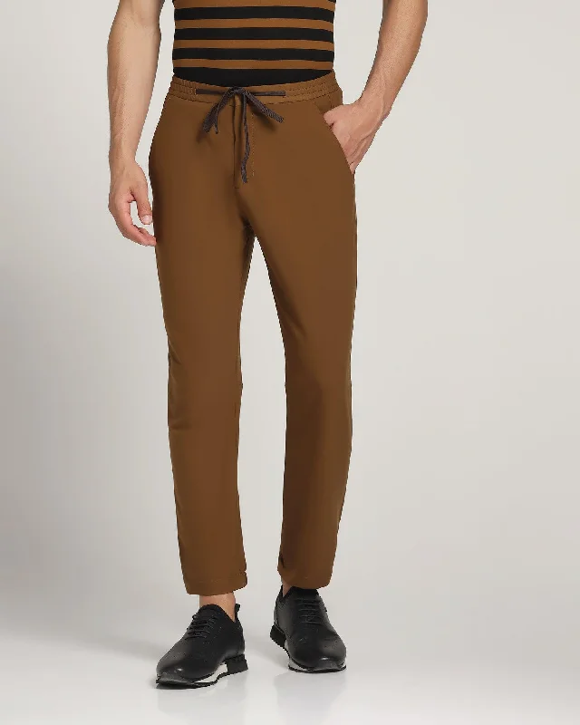 Nadal Casual Tobacco Brown Solid Khakis - Jin