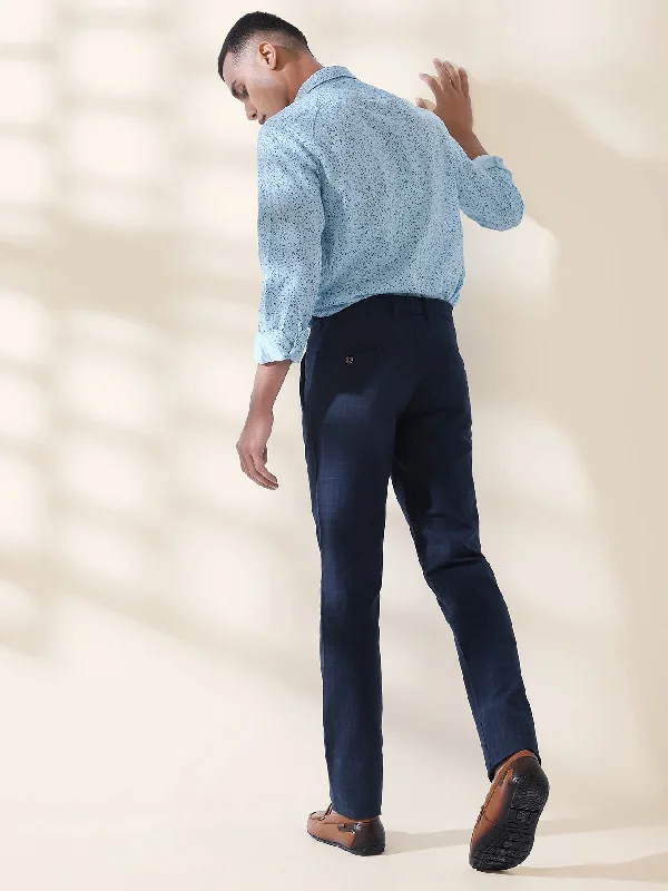 cotton-linen-navyblue-checkered-flat-front-casual-trouser-ottr-12890-1001-f-f-usf