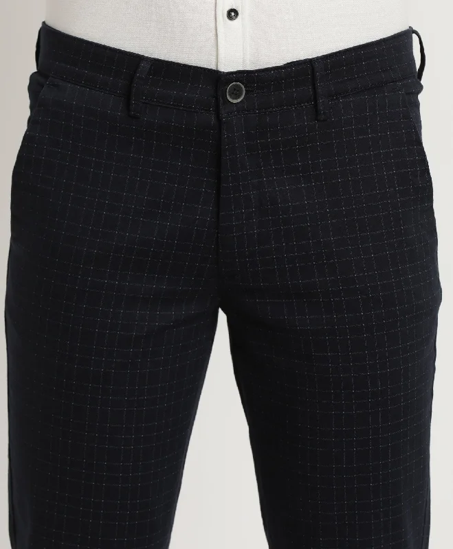 cotton-stretch-navy-blue-checkered-narrow-fit-flat-ottr-12422-1001-f-f-nar