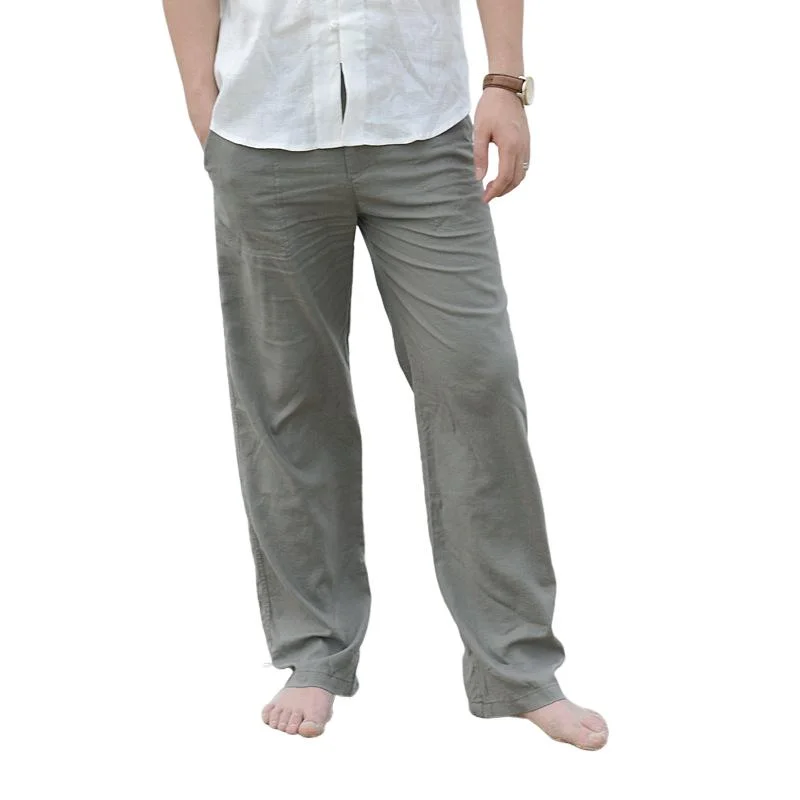 Men's Casual Beach Linen Drawstring Trousers 94909395TO