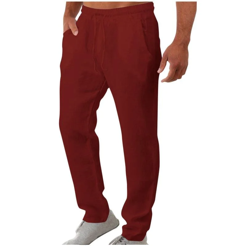 mens-casual-breathable-cotton-linen-loose-elastic-waist-pants-71333821m