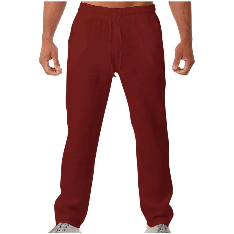 mens-casual-breathable-cotton-linen-loose-elastic-waist-pants-71333821m