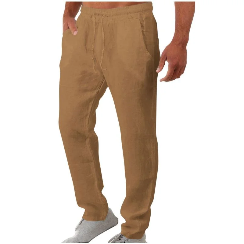 mens-casual-breathable-cotton-linen-loose-elastic-waist-pants-71333821m