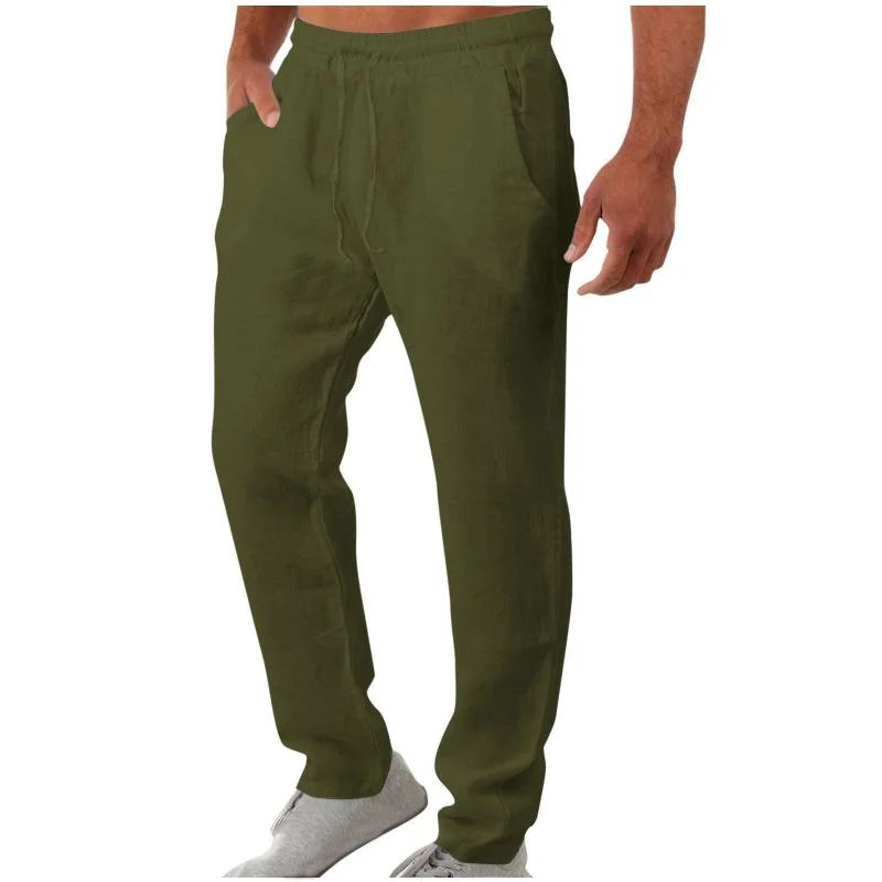 mens-casual-breathable-cotton-linen-loose-elastic-waist-pants-71333821m