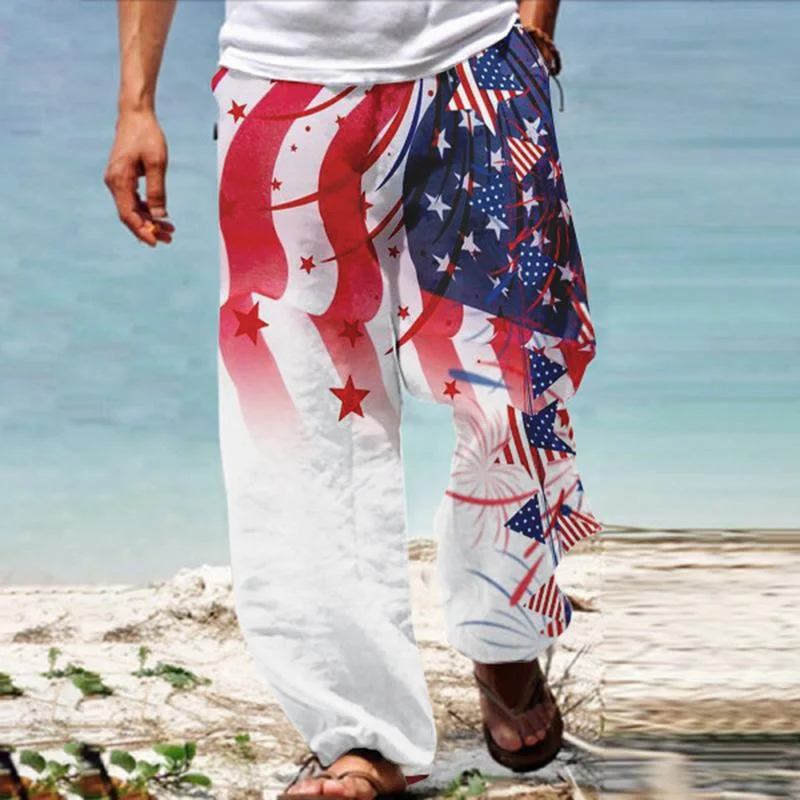 mens-casual-flag-print-independence-day-loose-pants-47990363m