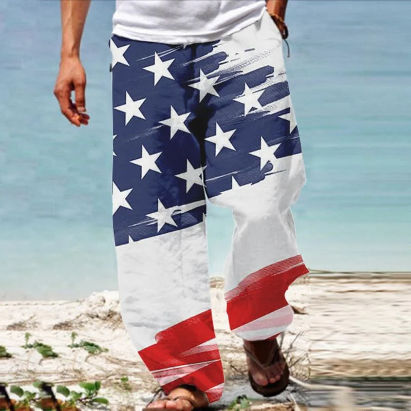 mens-casual-flag-print-independence-day-loose-pants-47990363m